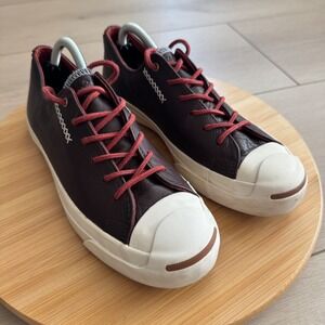 Converse Jack Purcell Leather‎ Sneakers Brown Cross Stitch Mens 6 Womens 7.5
